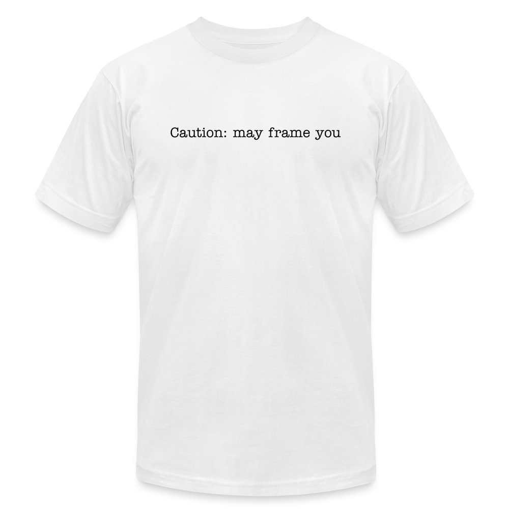 Caution Shay Shonte Studios Unisex Jersey T-Shirt by Bella + Canvas - white