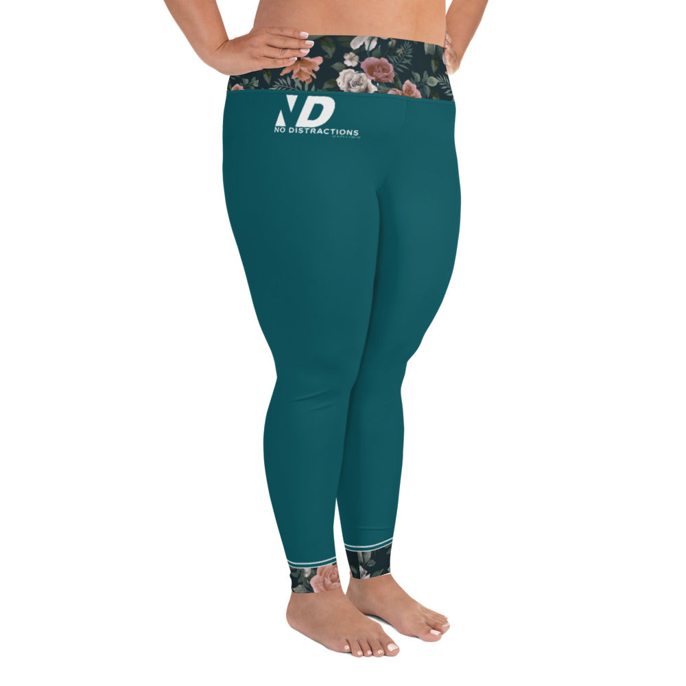 Teal Floral ND Plus Size Leggings